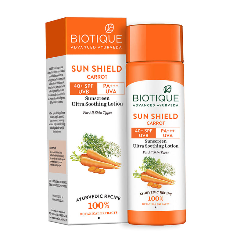 Biotique Sun Shield Carrot Sunscreen, 120ml SPF 40+ - Buy from Indicrest