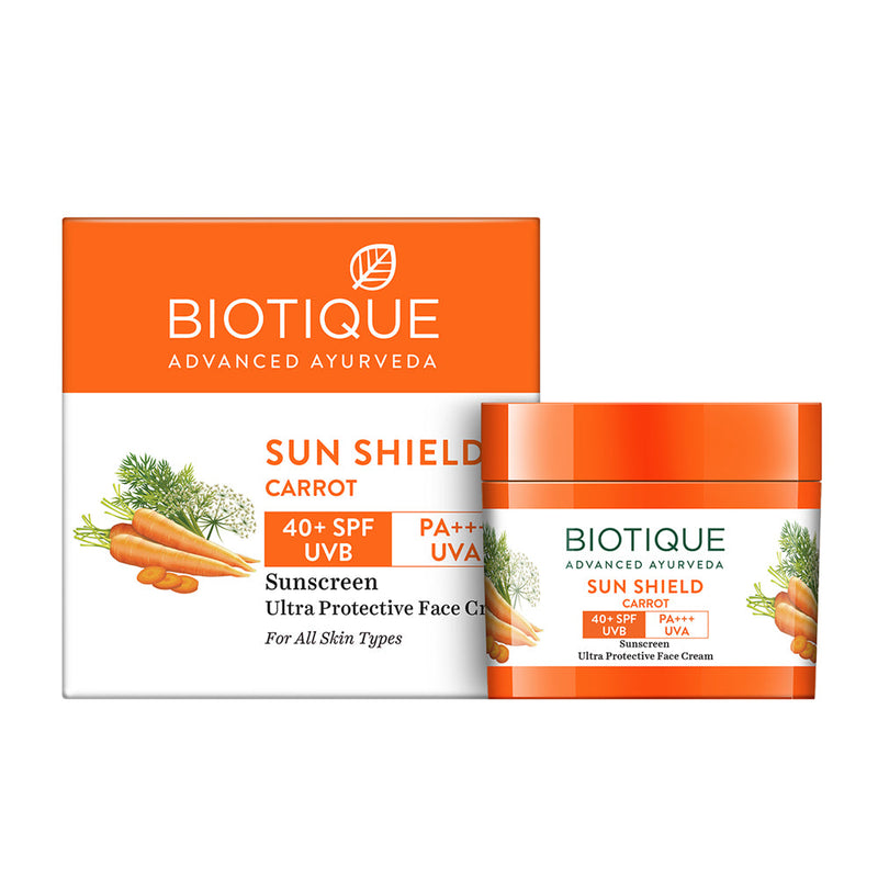 Biotique Sun Shield Carrot 40+SPF Sunscreen Cream, 50g - Buy from Indicrest