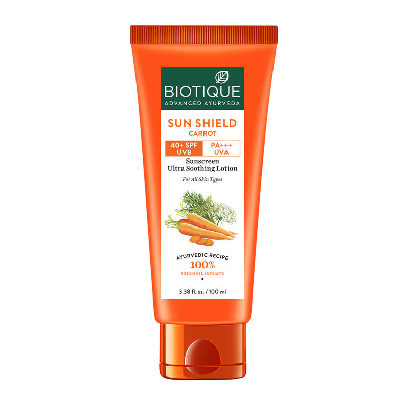 Biotique Sun Shield Carrot 40+SPF Sunscreen Lotion, 100ml - Buy from Indicrest