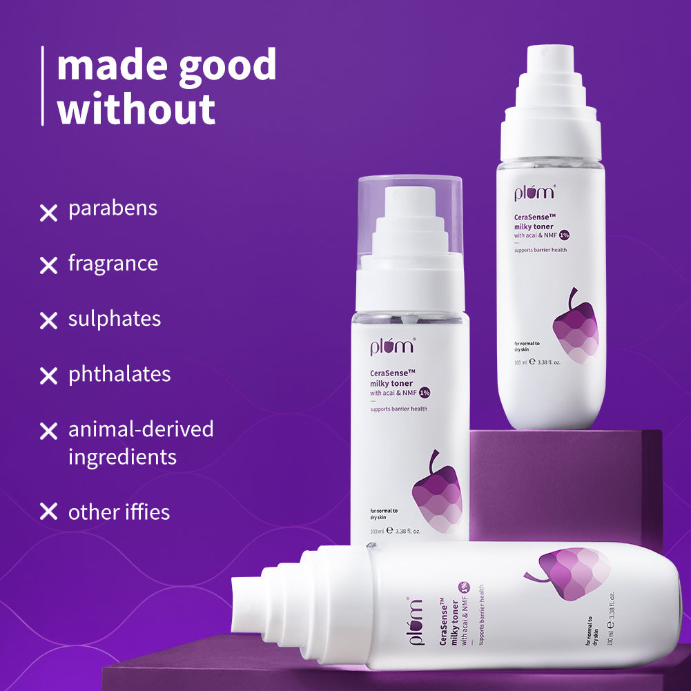 Plum CeraSense™ Milky Toner with Ceramides & Peptides | Instant Barrier Repair | Intense Moisturization | Dermat-Tested, 100ml