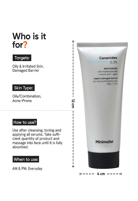 Minimalist Ceramides 0.3% + Madecassoside Moisturizer For Strengthens Skin Barrier, Hydrates &amp; Soothes, 50g - Image 3 - Buy from Indicrest