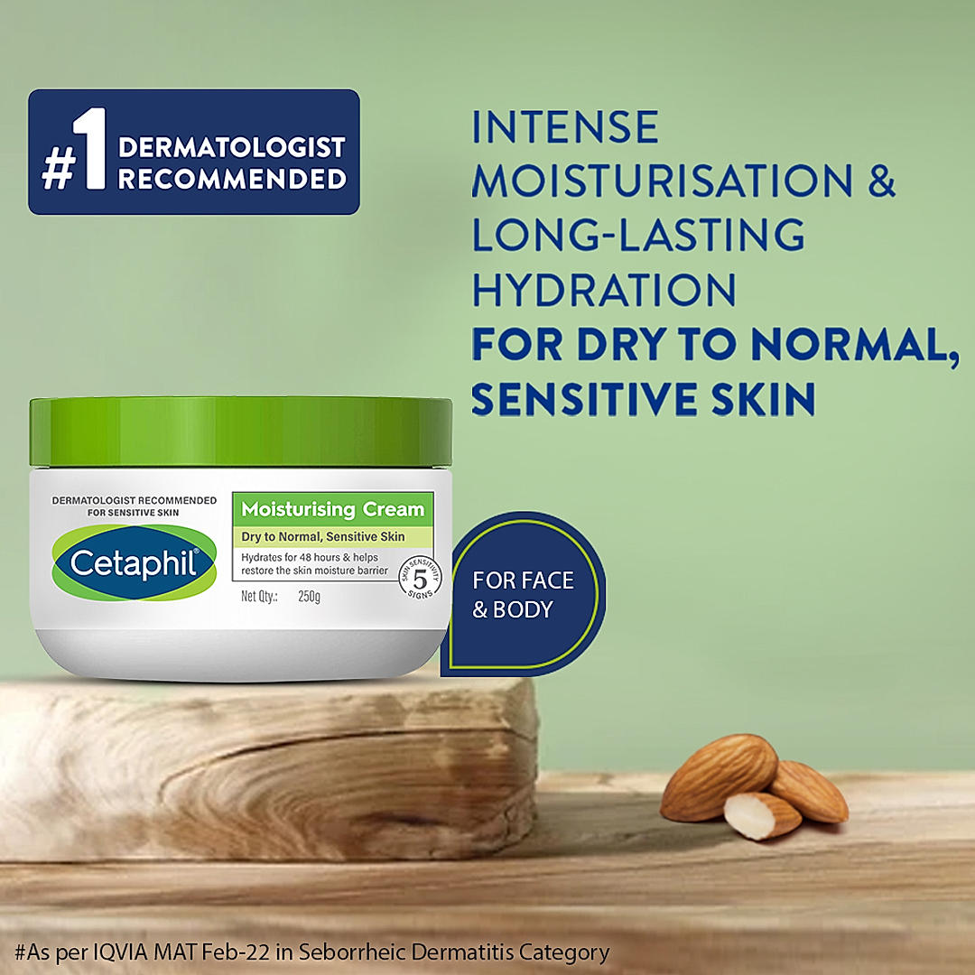 Cetaphil jar with open lid showcasing thick cream