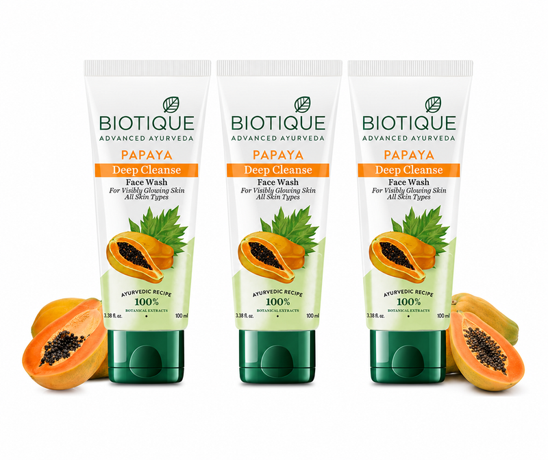 Biotique Papaya Deep Cleanse Face Wash, 150ml (Pack of 3) - Buy from Indicrest
