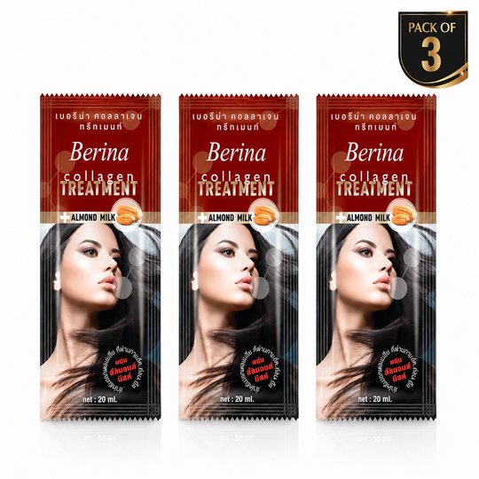 Berina Professional Hair Collagen Treatment Cream Pack of 3 | Deep Hair Repair, Smoothening & Silky Shine, 20g Buy from Indicrest