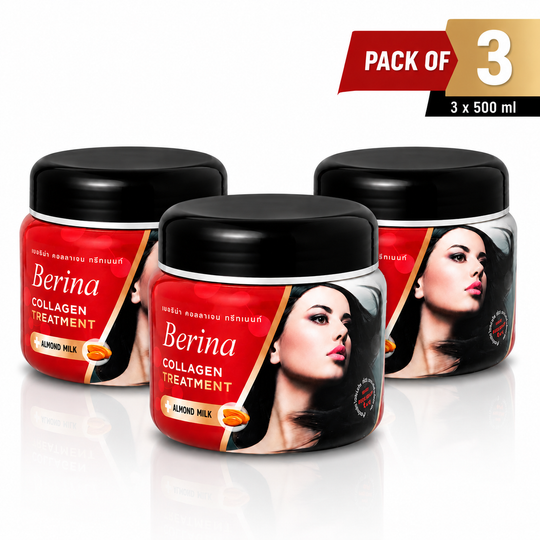 Berina Professional Hair Collagen Treatment Cream Pack of 3 | Deep Hair Repair, Smoothening & Silky Shine, 500g Buy from Indicrest