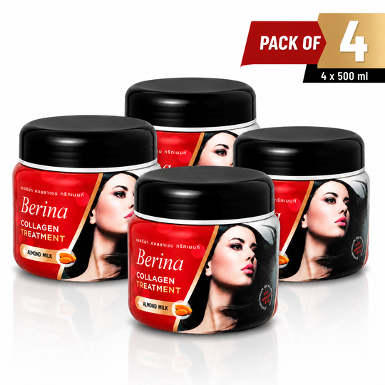Berina Professional Hair Collagen Treatment Cream Pack of 4 | Deep Hair Repair, Smoothening & Silky Shine, 500g Buy from Indicrest