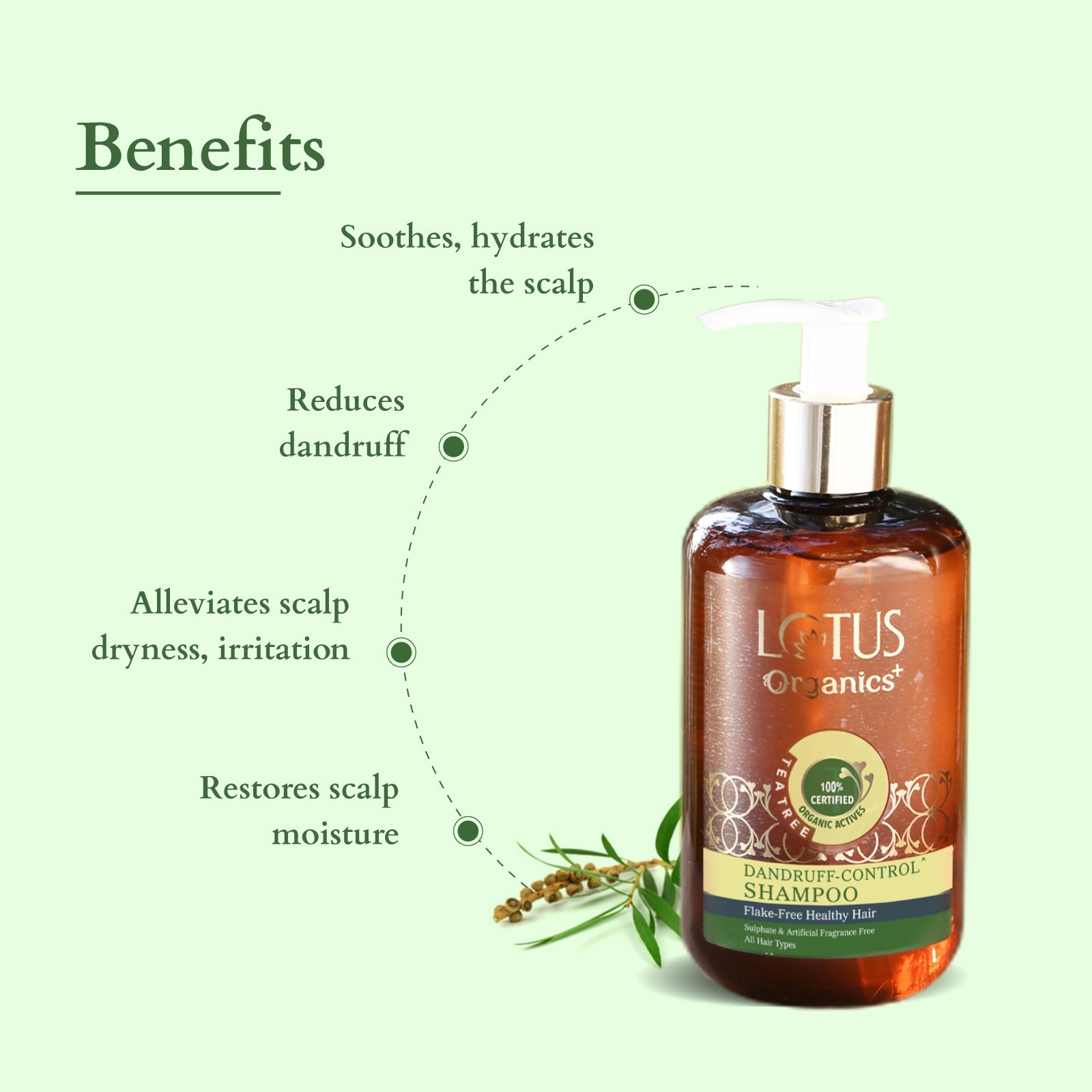 Lotus Herbals Organics+ Chemical-Free Anti-Dandruff Shampoo, 300ml
