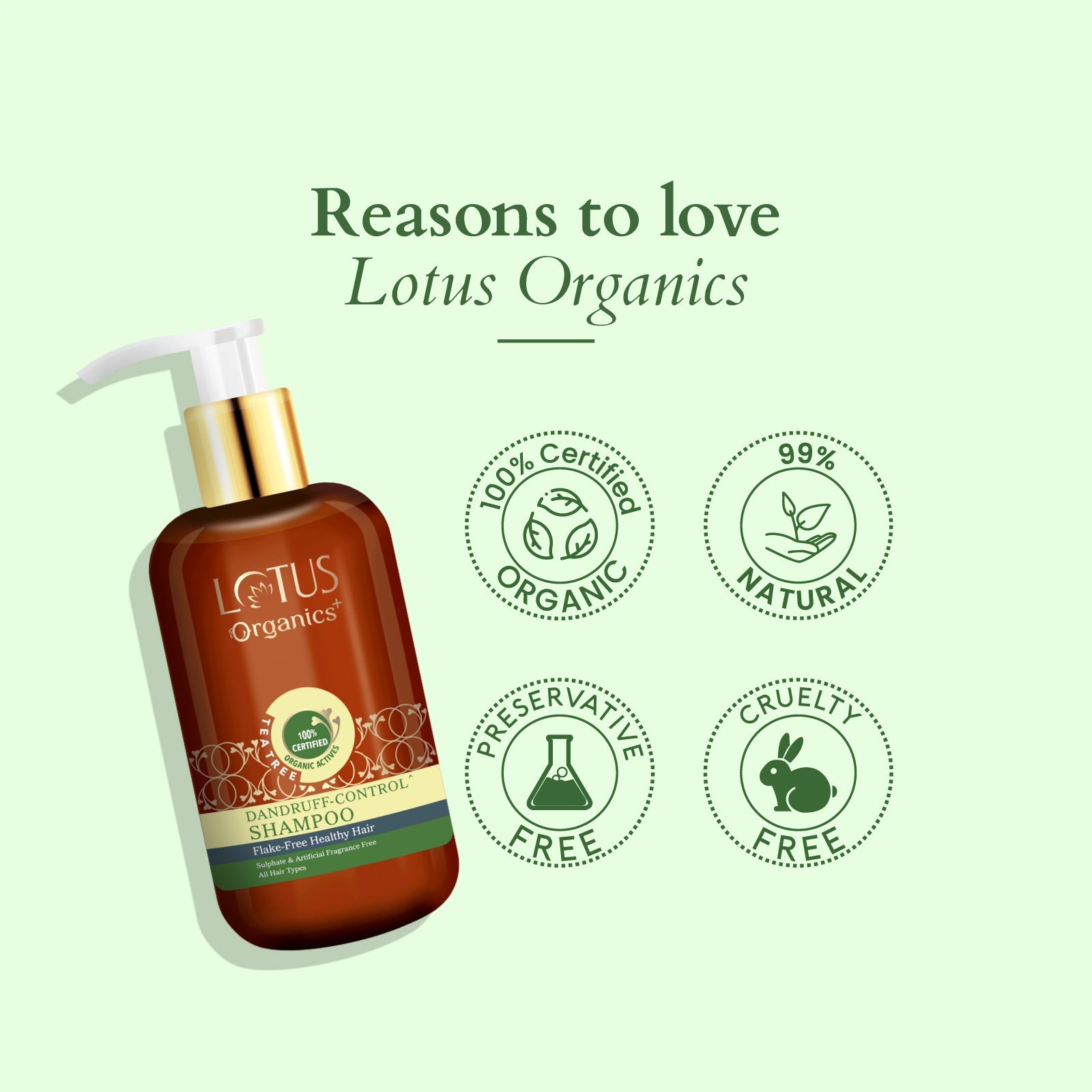 Lotus Herbals Organics+ Chemical-Free Anti-Dandruff Shampoo, 300ml