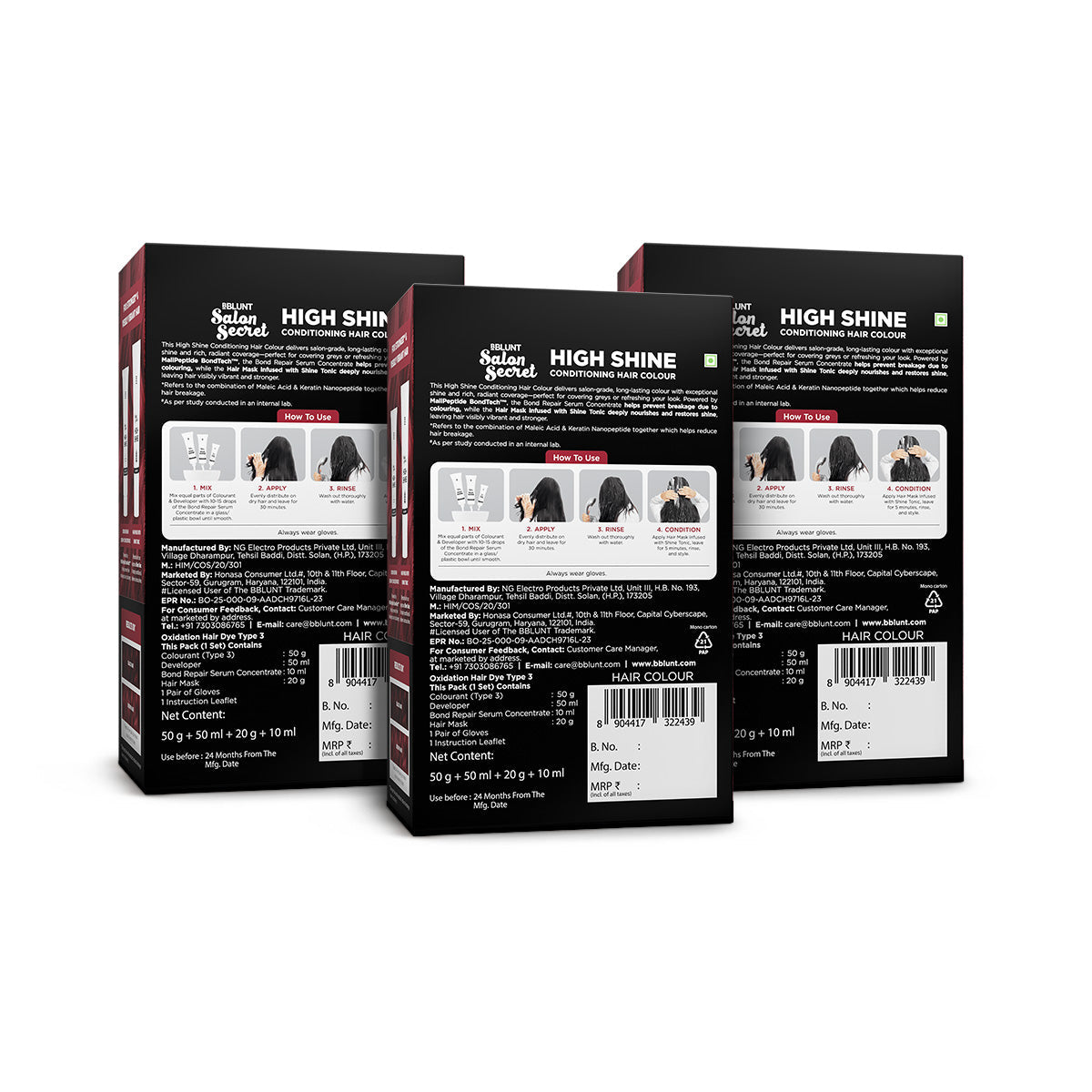 Bblunt High Shine Conditioning Hair Colour Pack of 3, Cherry Red Shade 6.62 Pack of 3 - Image 13 - Buy from Indicrest