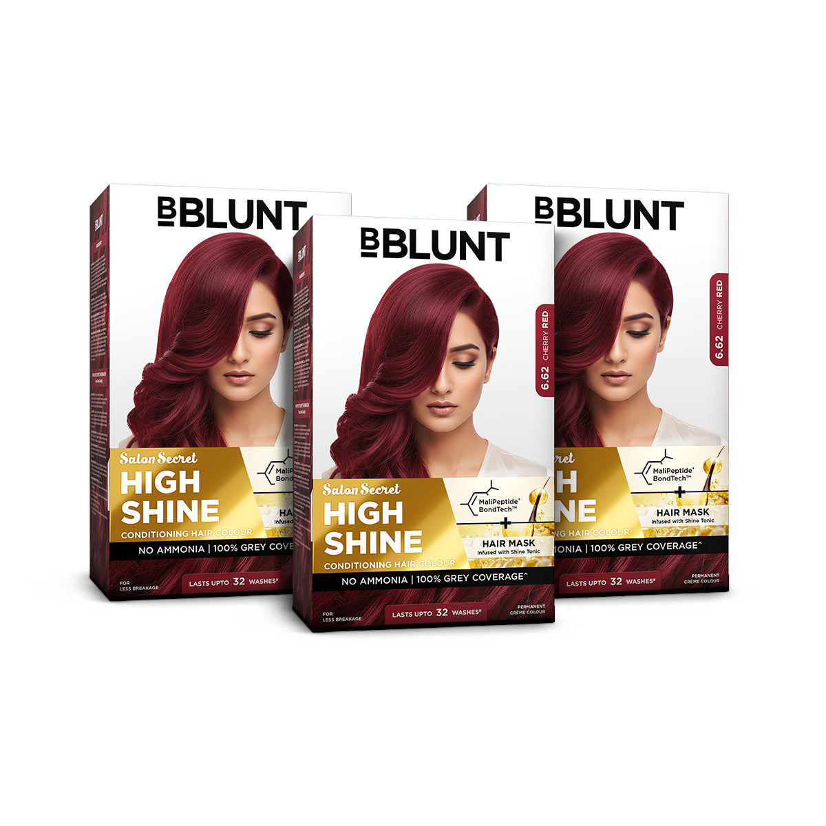 Bblunt High Shine Conditioning Hair Colour Pack of 3, Cherry Red Shade 6.62 Pack of 3 - Buy from Indicrest