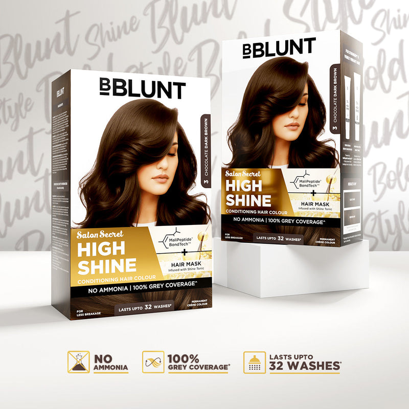 Bblunt High Shine Conditioning Hair Colour Pack of 2, Chocolate Dark Brown Shade 3 Pack of 2 - Buy from Indicrest