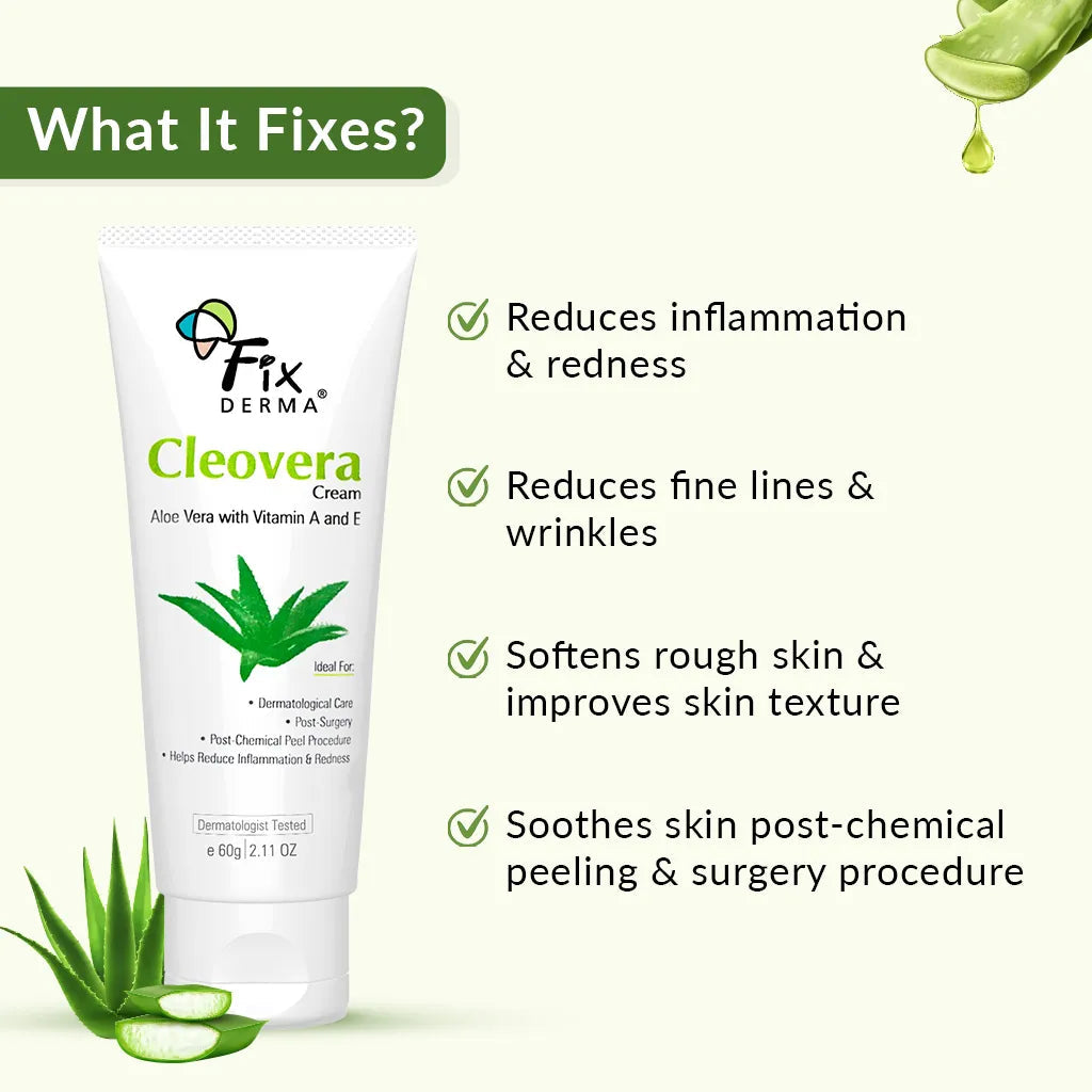Fixderma Cleovera Cream for Sensitive Skin | Soothes, Hydrates & Restores Post-Treatment Skin, 60g - Image 3 - Buy from Indicrest