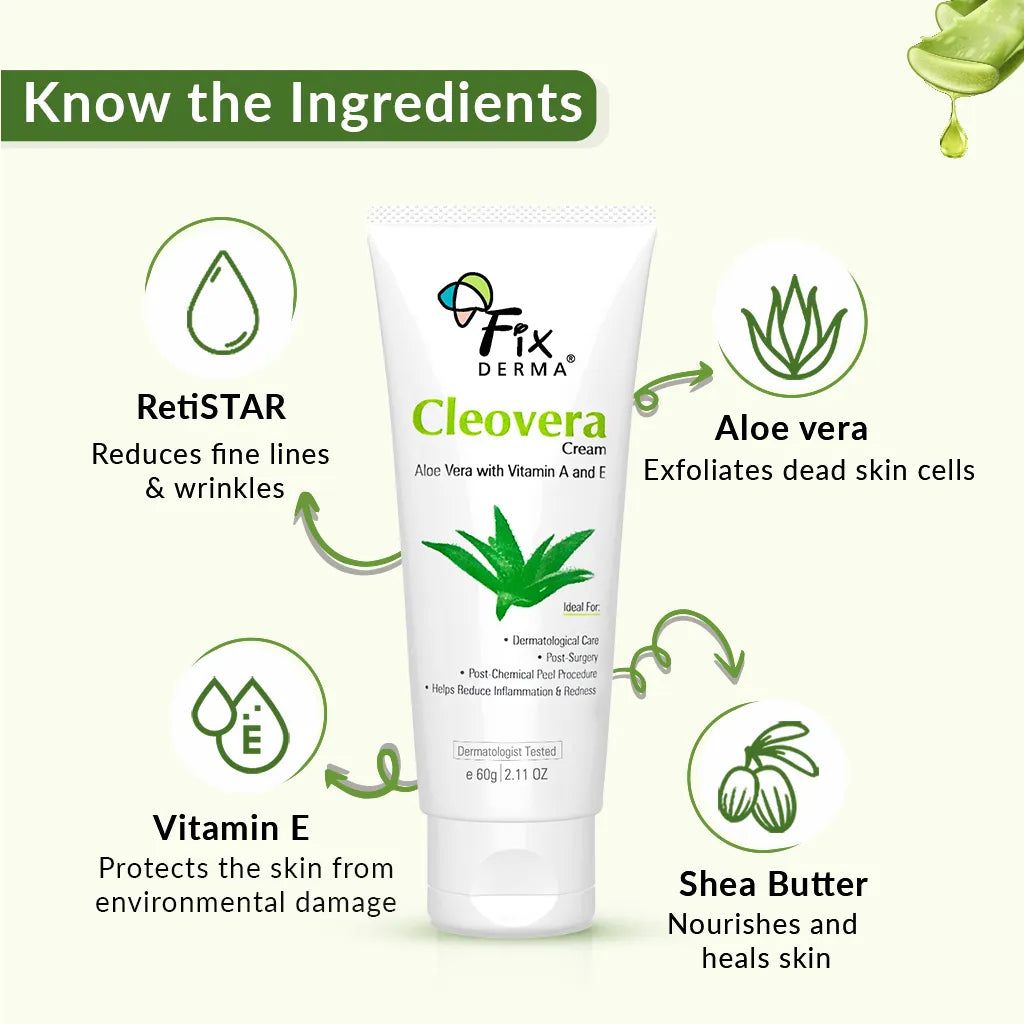 Fixderma Cleovera Cream for Sensitive Skin | Soothes, Hydrates & Restores Post-Treatment Skin, 60g - Image 6 - Buy from Indicrest