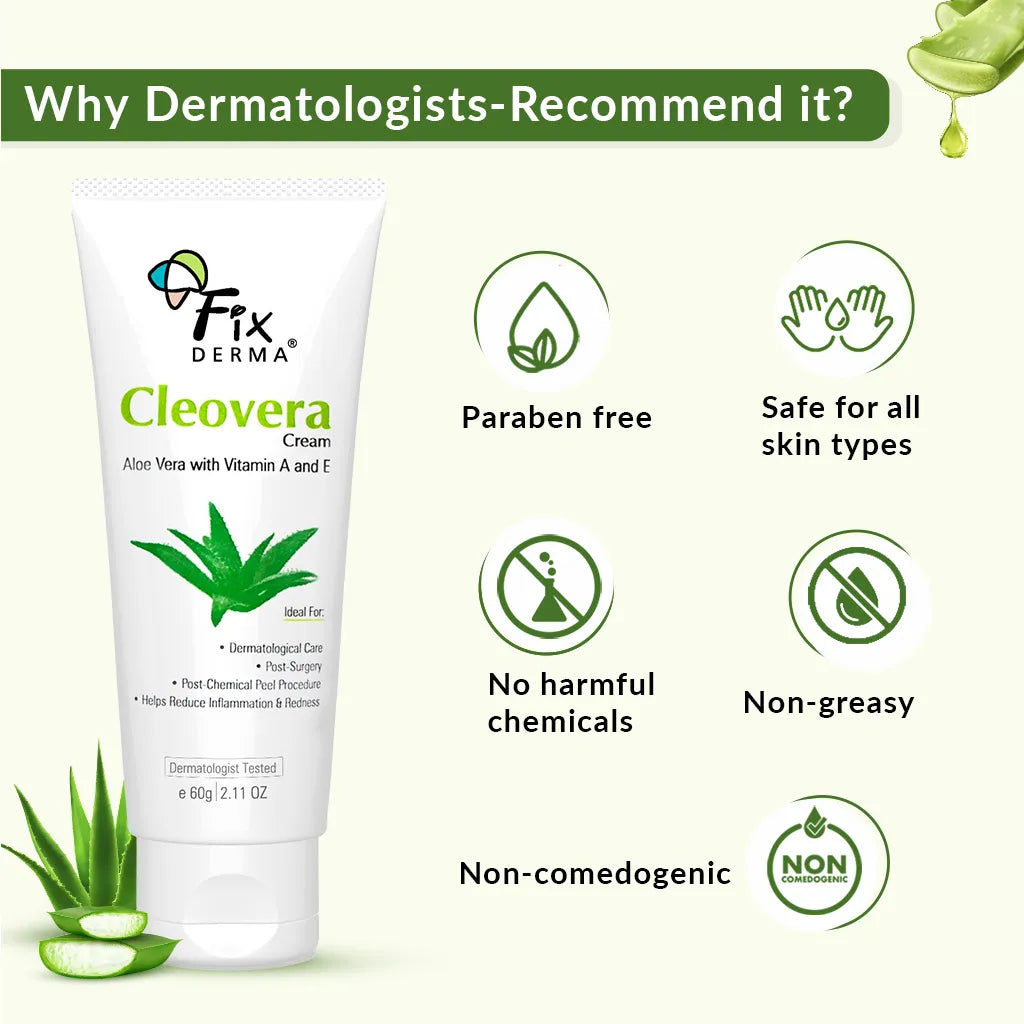 Fixderma Cleovera Cream for Sensitive Skin | Soothes, Hydrates & Restores Post-Treatment Skin, 60g - Image 5 - Buy from Indicrest