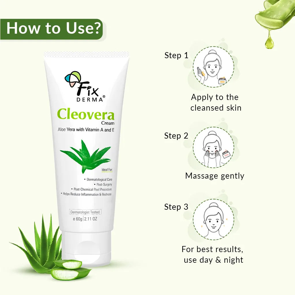 Fixderma Cleovera Cream for Sensitive Skin | Soothes, Hydrates & Restores Post-Treatment Skin, 60g - Image 7 - Buy from Indicrest