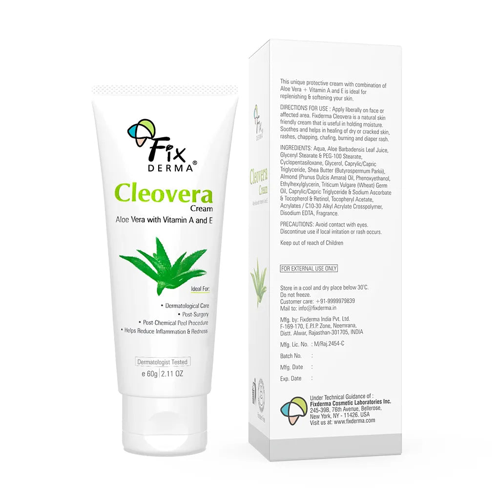 Fixderma Cleovera Cream for Sensitive Skin | Soothes, Hydrates & Restores Post-Treatment Skin, 60g - Image 9 - Buy from Indicrest