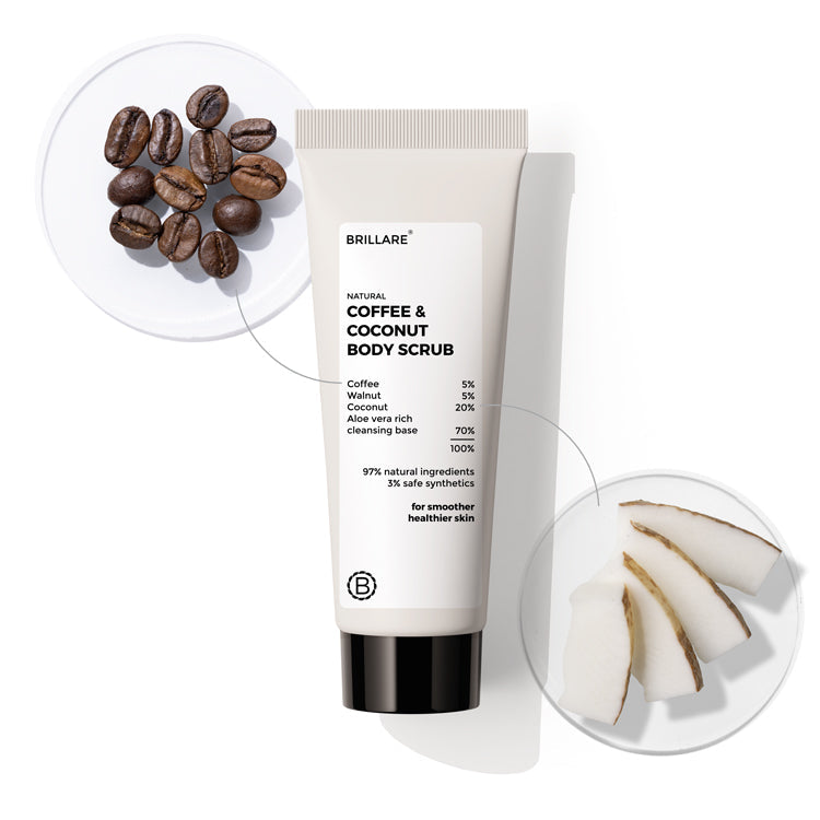 Brillare Mini Coffee & Coconut Body Scrub for Energized & Moisturised Skin, 20g - Buy from Indicrest