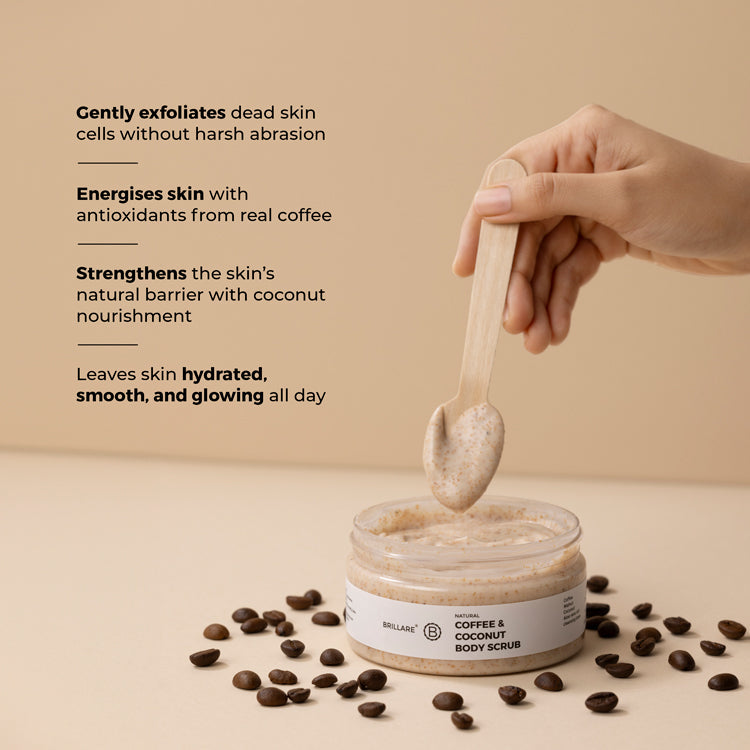 Brillare Coffee & Coconut Body Scrub for Energized & Moisturised Skin, 100g - Image 2 - Buy from Indicrest