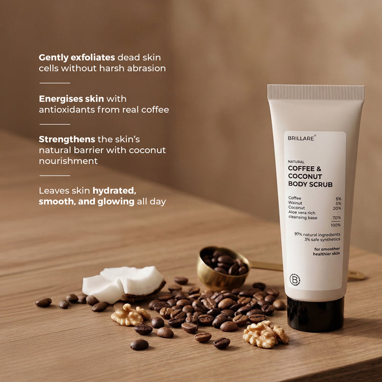 Brillare Mini Coffee & Coconut Body Scrub for Energized & Moisturised Skin, 20g - Image 2 - Buy from Indicrest