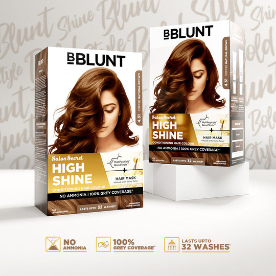 Bblunt High Shine Conditioning Hair Colour Pack of 2, Coffee Natural Brown Shade 4.31 Pack of 2 - Buy from Indicrest