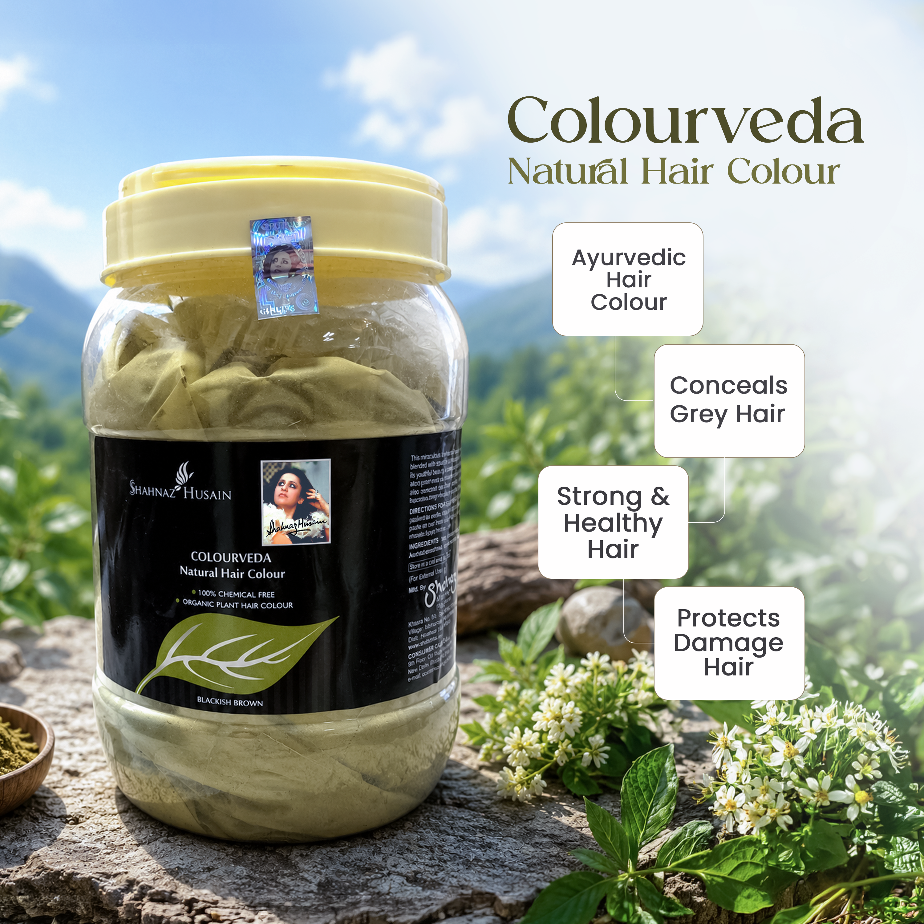 Shahnaz Husain Colourveda Natural Hair Colour Blackish Brown, 500g - Image 2 - Buy from Indicrest