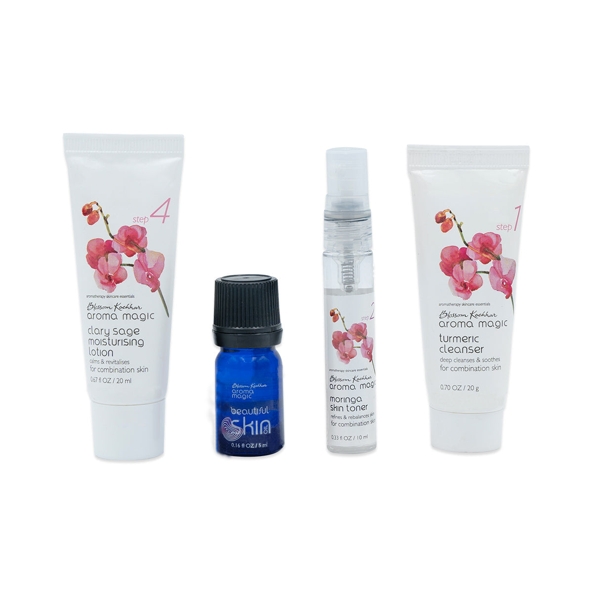 Aroma Magic Combination Skin Essentials Kit, Cleanser 20g + Toner 20ml + Skin Oil 5ml + Lotion 20ml - Image 2 - Buy from Indicrest
