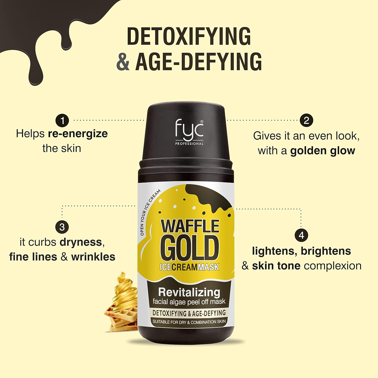 Contents of the FYC Waffle Gold Facial Kit.