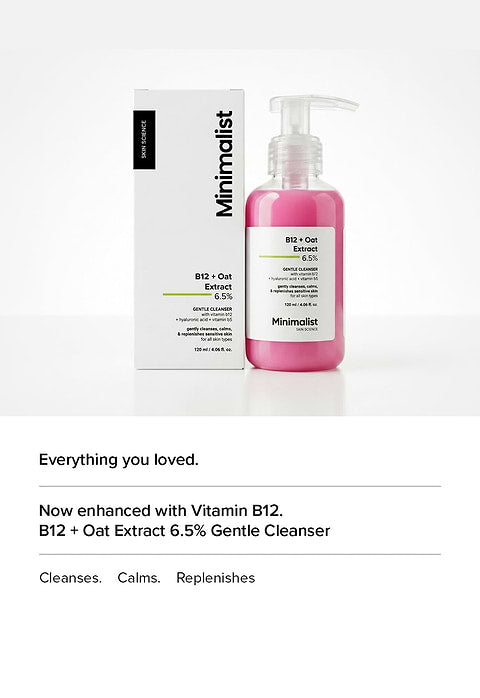 Minimalist B12 + Oat Extract 6.5% Gentle Cleanser For Gentle, low-foaming cleanser  damaged, sensitive skin, 120ml - Image 6 - Buy from Indicrest