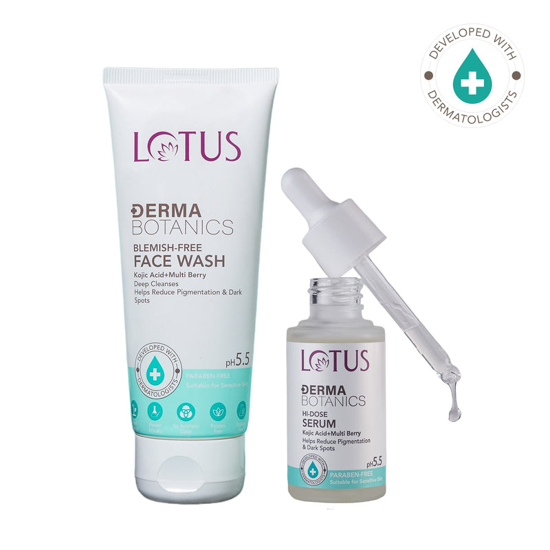 Lotus Herbals DermaBotanics Kojic Facewash+Serum, Facewash 100g + Serum 28ml