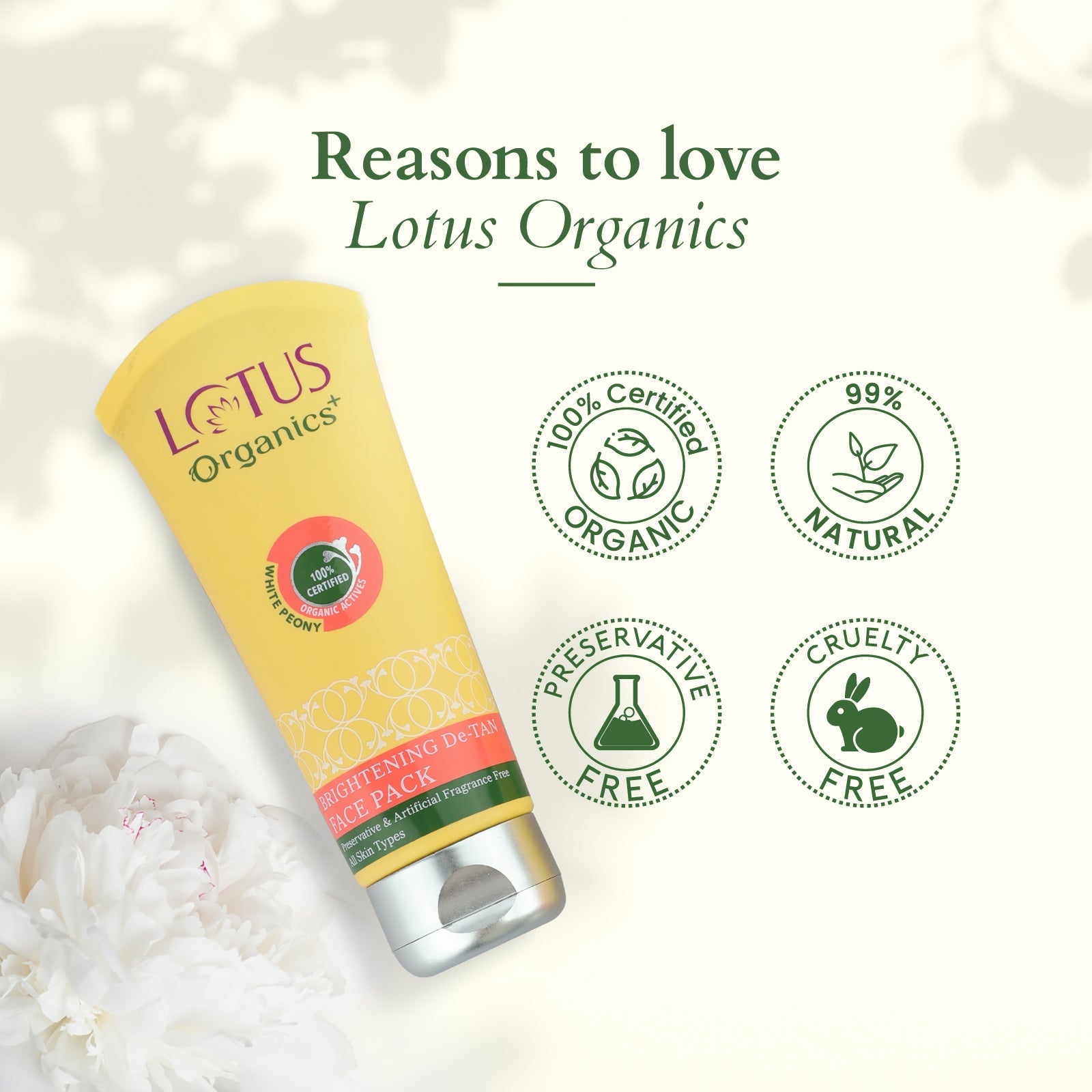Lotus Herbals Organics+ Brightening De-Tan Face Pack, 100g
