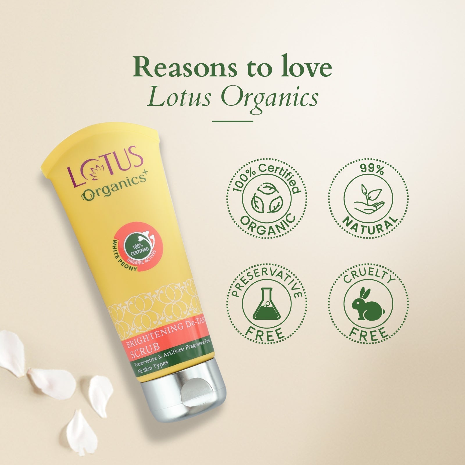 Lotus Herbals Organics+ Brightening De-Tan Scrub, 100g