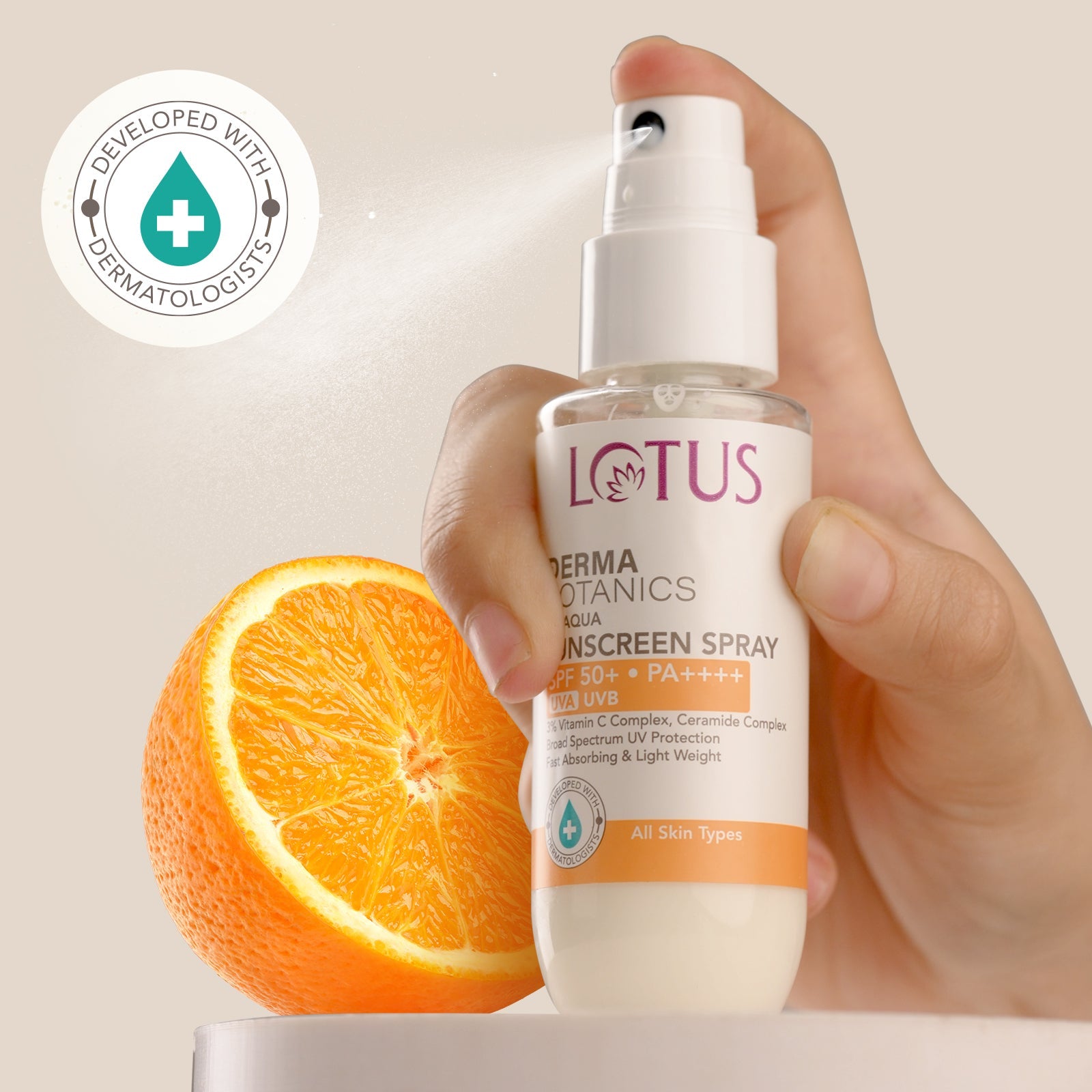 Lotus Herbals DermaBotanics UV aqua sunscreen spray SPF 50+, 50ml