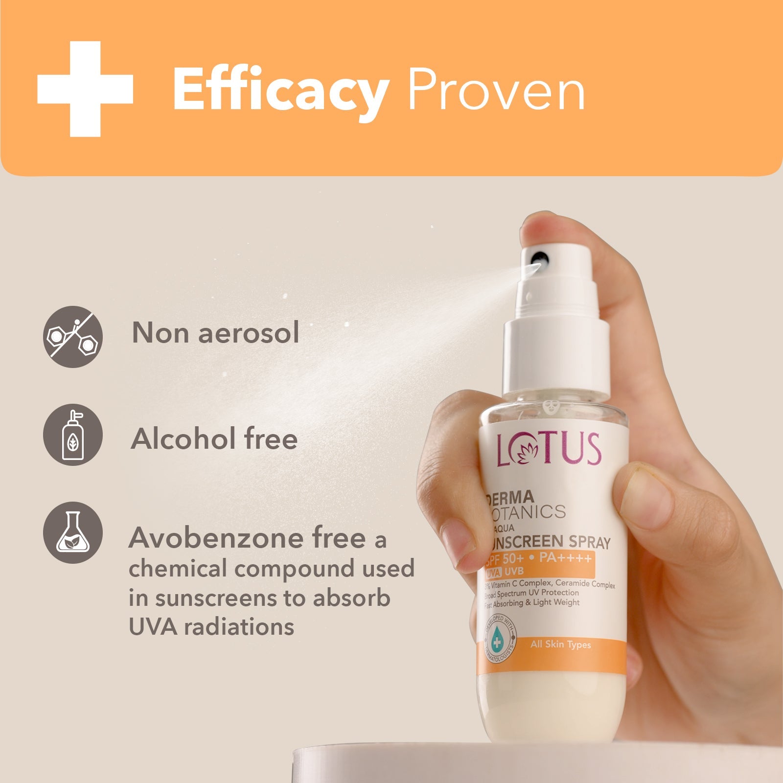 Lotus Herbals DermaBotanics UV aqua sunscreen spray SPF 50+, 50ml