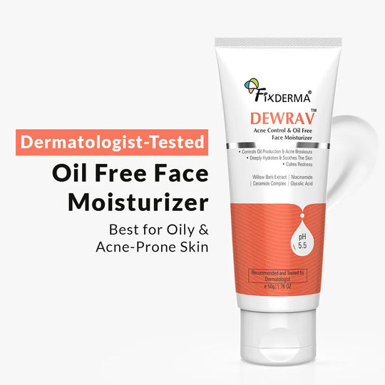 Fixderma Dewrav Acne Control & Oil Free Face Moisturizer | Non-Greasy Hydration for Acne-Prone Skin, 50g - Buy from Indicrest