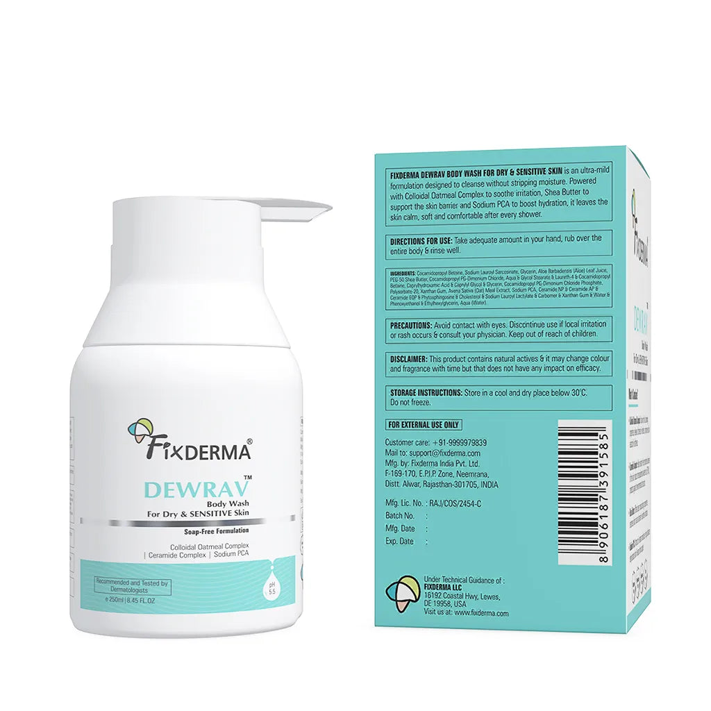 Fixderma Dewrav Body Wash For Dry & SENSITIVE Skin, 250ml - Image 8 - Buy from Indicrest