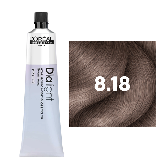 L'Oreal Professionnel Paris Dia Light 8.18 Demi Permanent Hyaluronic Acidic Gloss Hair Color, 50ml Buy at Indicrest