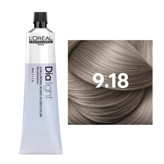 L'Oreal Professionnel Paris Dia Light 9.18 Demi Permanent Hyaluronic Acidic Gloss Hair Color, 50ml Buy at Indicrest