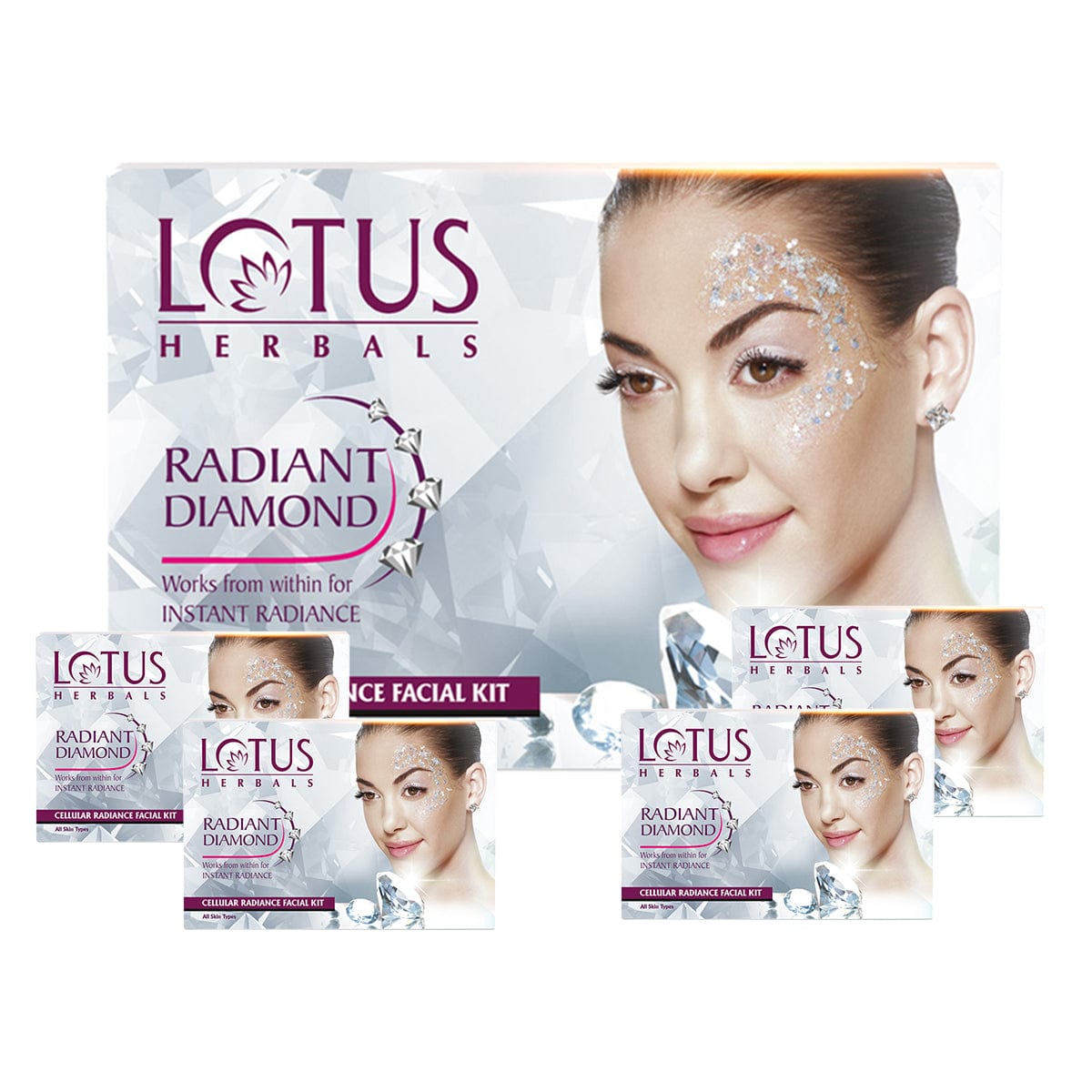 Lotus Herbals Radiant Diamond Cellular Radiance 4 In 1 Facial Kit, 4N X 37g