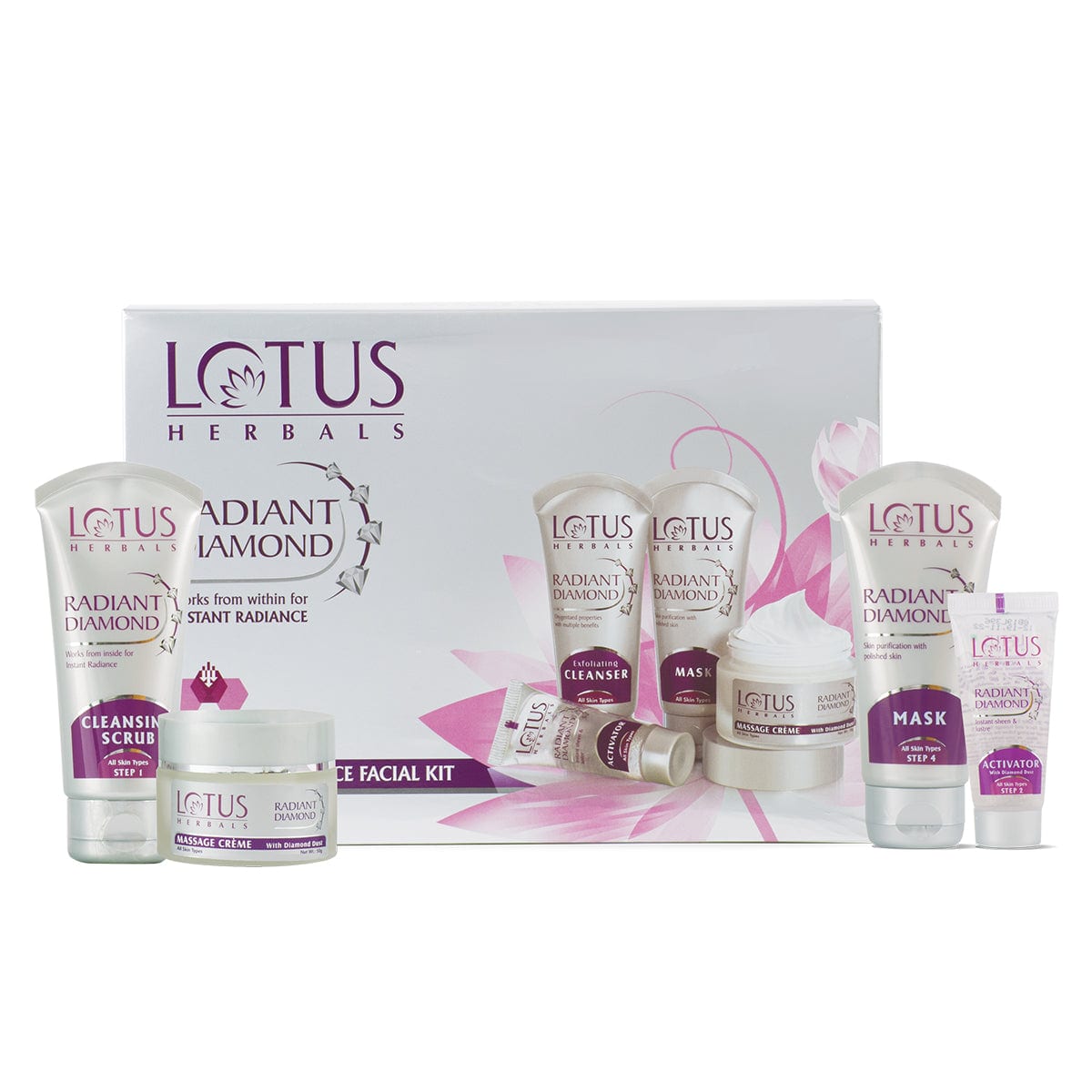 Lotus Herbals Radiant Diamond Cellular Radiance Salon Grade FACIAL KIT, 170g