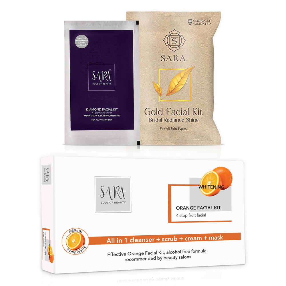 SARA Diamond, Gold and Orange Facial Kit Combo - Image 2 - Buy from Indicrest