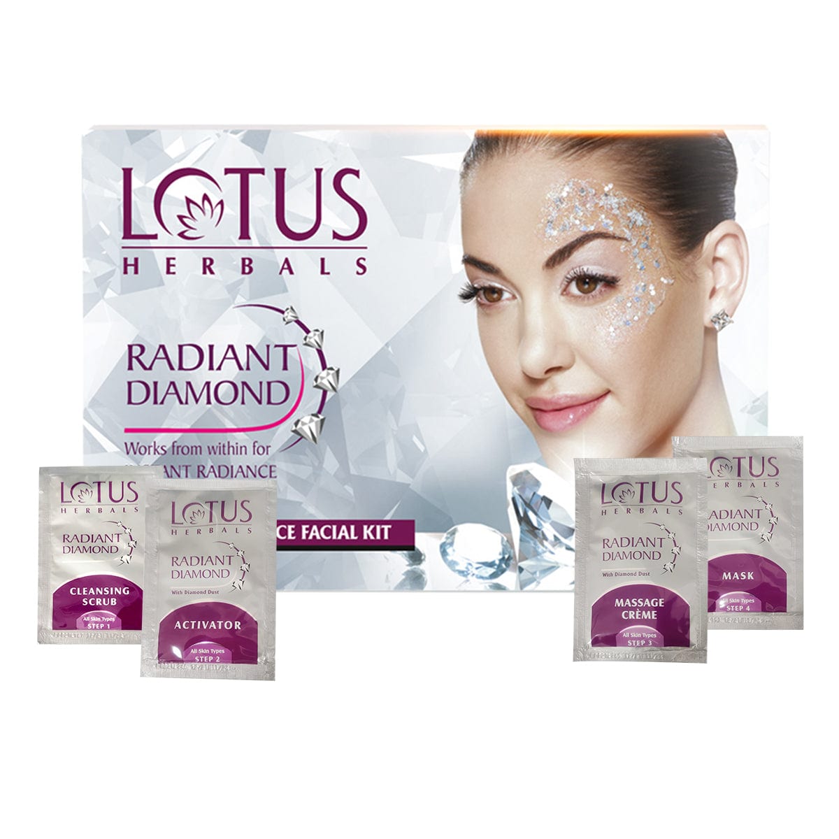 Lotus Herbals Radiant Diamond Cellular Radiance Salon Grade Single FACIAL KIT, 37g