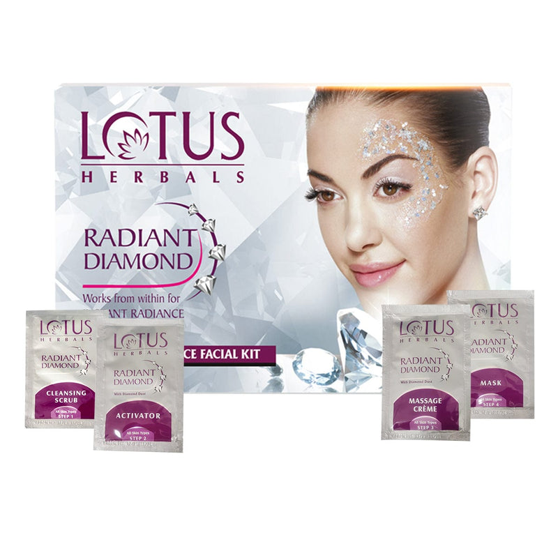 Lotus Herbals Radiant Diamond Cellular Radiance Salon Grade Single FACIAL KIT, 37g