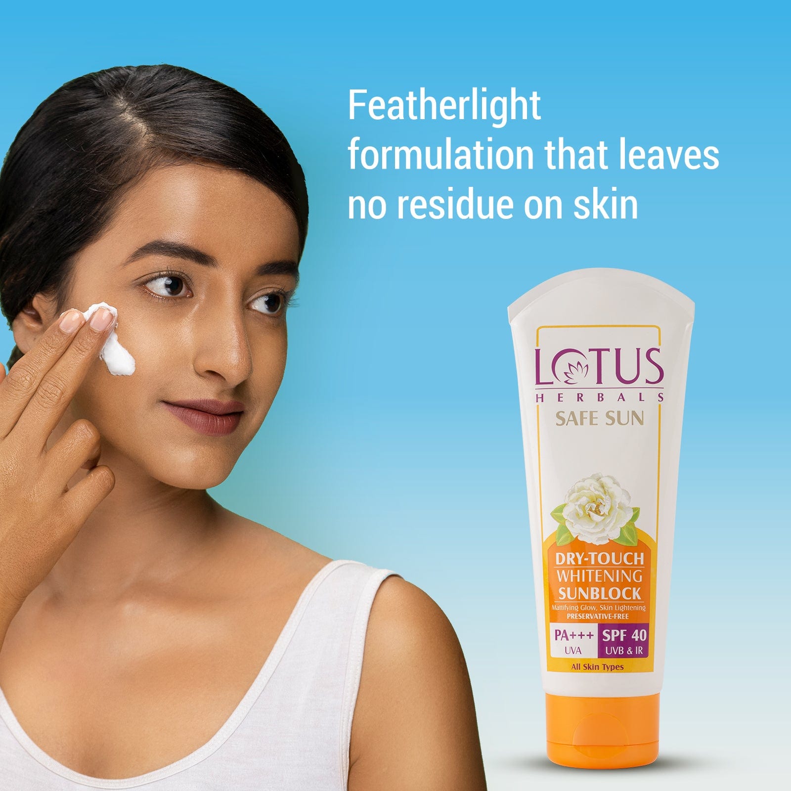 Lotus Herbals Safe Sun Dry-Touch Whitening Sunscreen SPF 40 PA+++ 50g, 100g