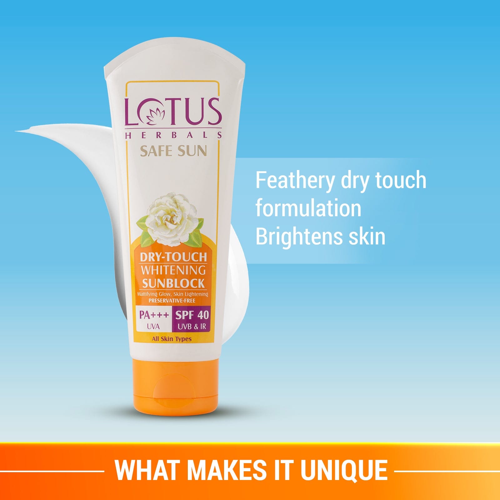 Lotus Herbals Safe Sun Dry-Touch Whitening Sunscreen SPF 40 PA+++ 50g, 50g