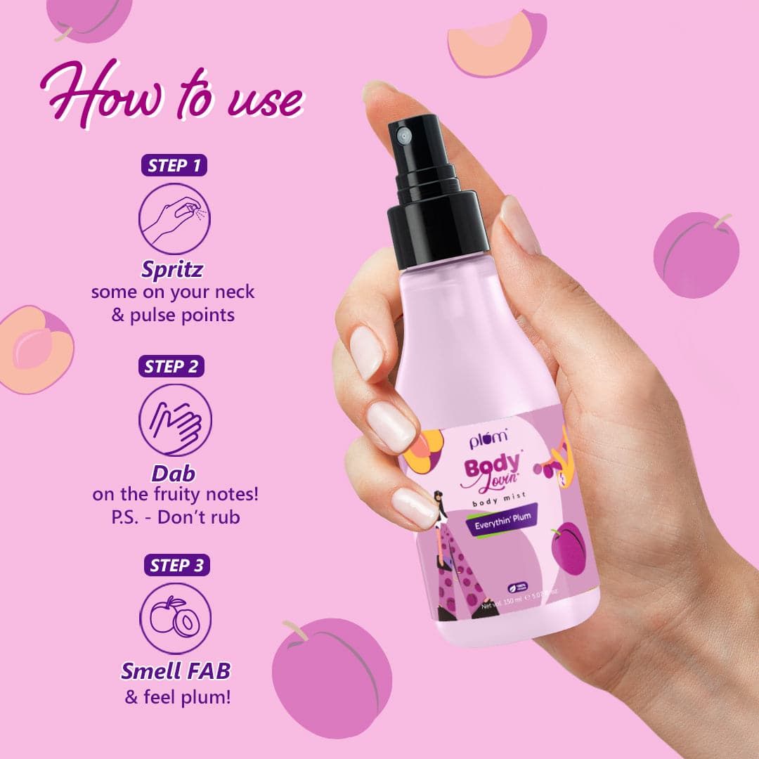 Plum Everythin' Plum Body Mist by Plum BodyLovin' | Long Lasting | Travel-Friendly | Peppy Fruity Fragrance | Perfume Body Spray, 150ml