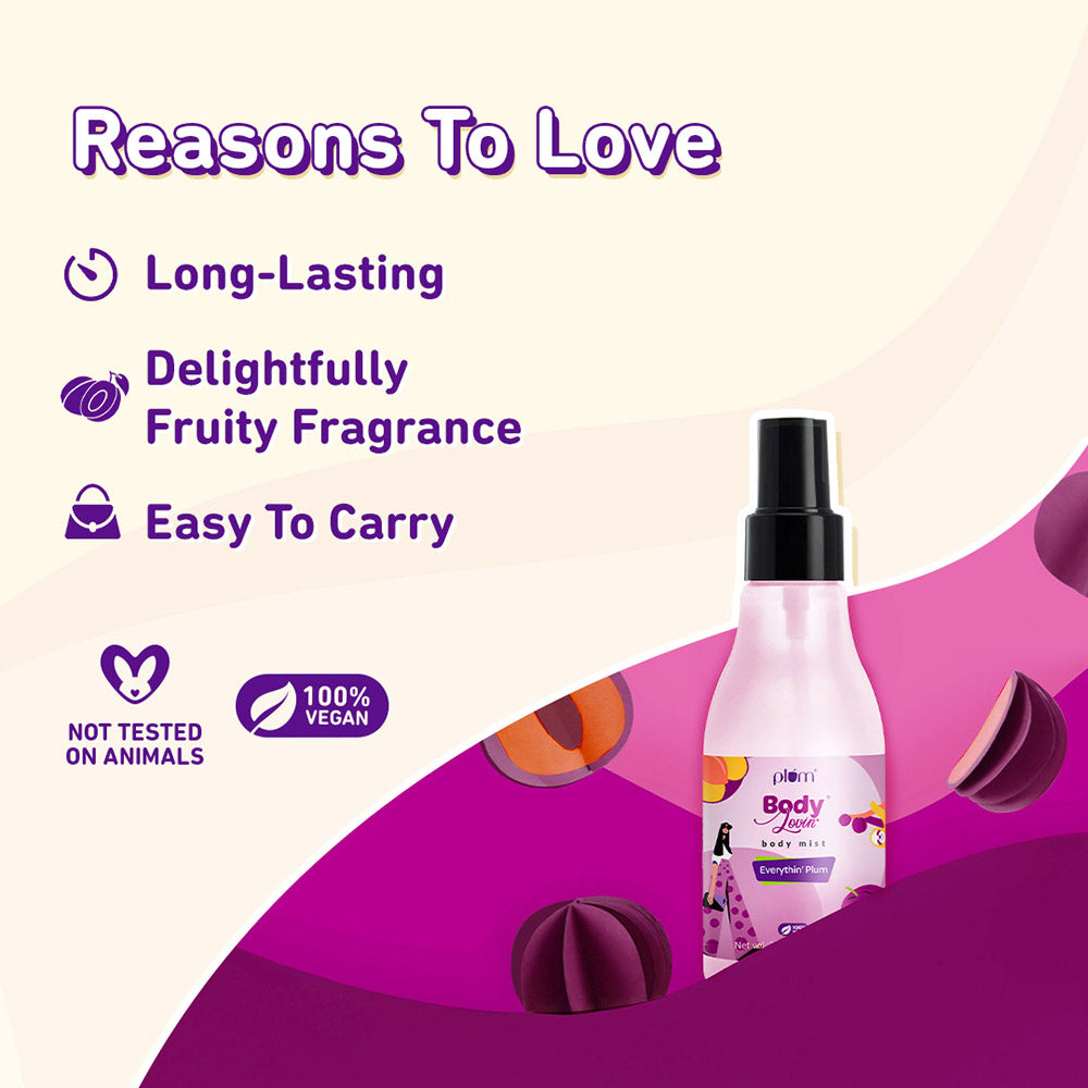 Plum Everythin' Plum Body Mist by Plum BodyLovin' | Long Lasting | Travel-Friendly | Peppy Fruity Fragrance | Perfume Body Spray, 150ml