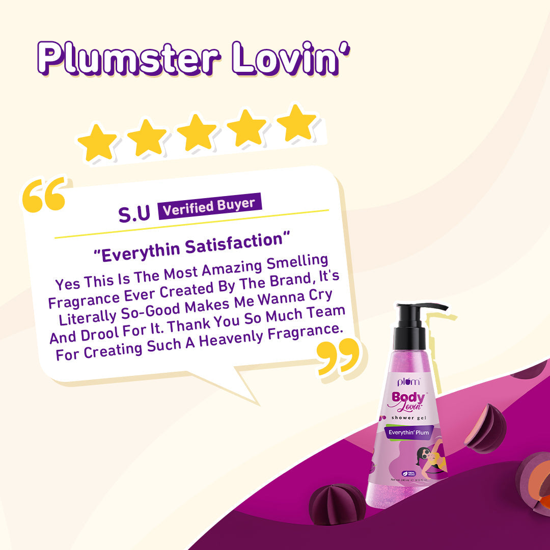 Plum Everythin' Plum Shower Gel by Plum BodyLovin' | SLS-Free | Hydrating Formula | Peppy Fruity Fragrance | Aloe-Infused Body Wash, 240ml