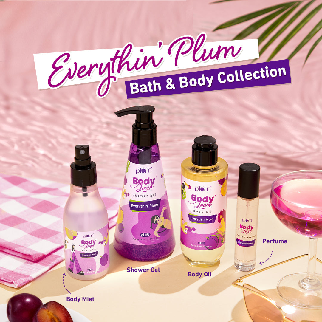 Plum Everythin' Plum Shower Gel by Plum BodyLovin' | SLS-Free | Hydrating Formula | Peppy Fruity Fragrance | Aloe-Infused Body Wash, 240ml