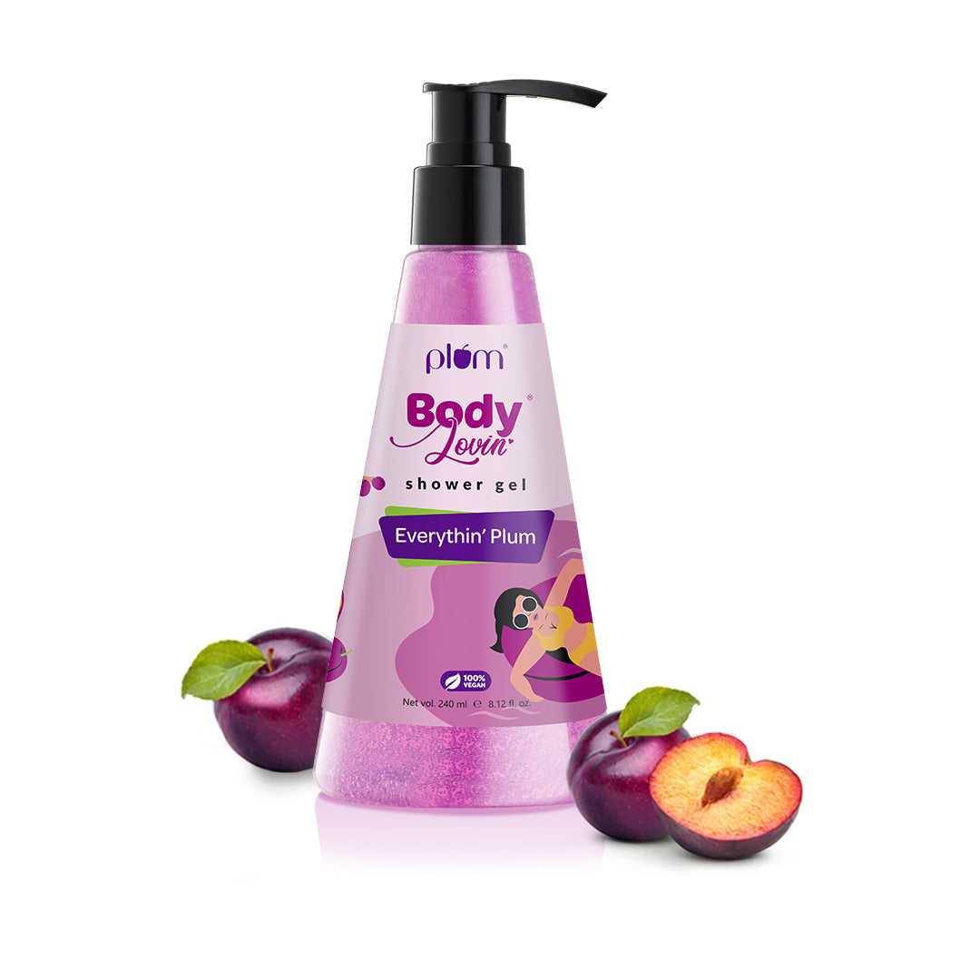 Plum Everythin' Plum Shower Gel by Plum BodyLovin' | SLS-Free | Hydrating Formula | Peppy Fruity Fragrance | Aloe-Infused Body Wash, 240ml