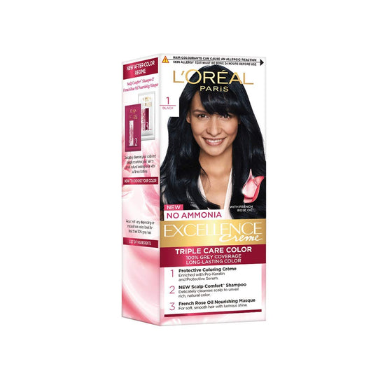 L'Oreal Excellence Crème Hair Colour Kit - Shade 1 Black Buy at Indicrest